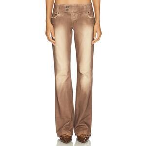 Jaded London Slim Stretch Bootcut Jeans Low Rise Retro Y2K Washed Brown Size 24